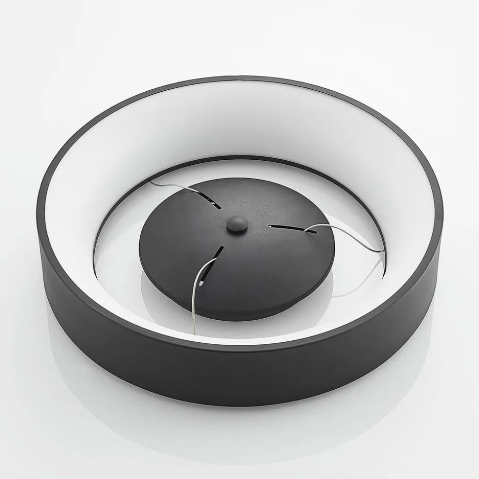 Arcchio LED-hængelampe Aleksi, Ø 45 cm, sort, metal, CCT