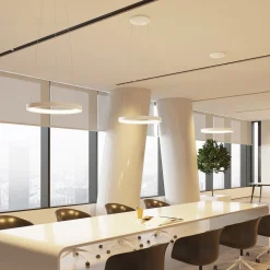 Arcchio LED-hængelampe Vivy, Ø 58 cm, hvid, metal