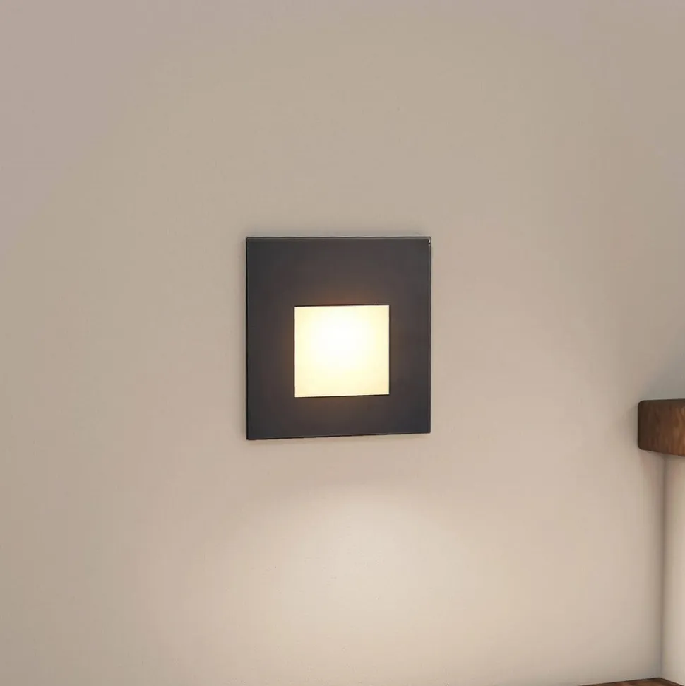 Arcchio LED-indbygningslampe Vexi, 7,8 cm x 7,8 cm, sort, CCT