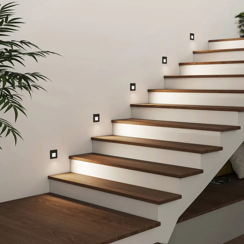 Arcchio LED-indbygningslampe Vexi, 7,8 cm x 7,8 cm, sort, CCT