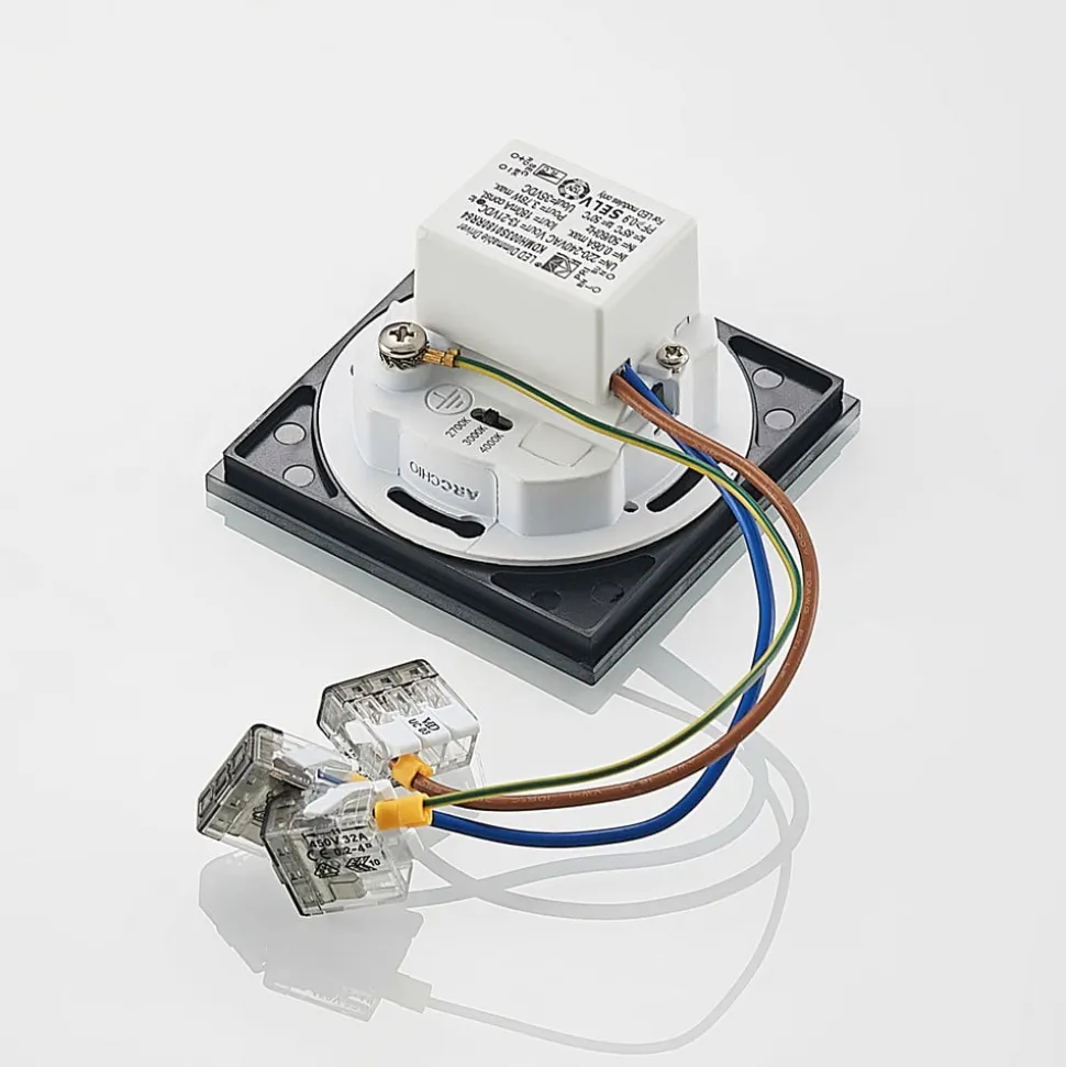 Arcchio LED-indbygningslampe Vexi, 7,8 cm x 7,8 cm, sort, CCT