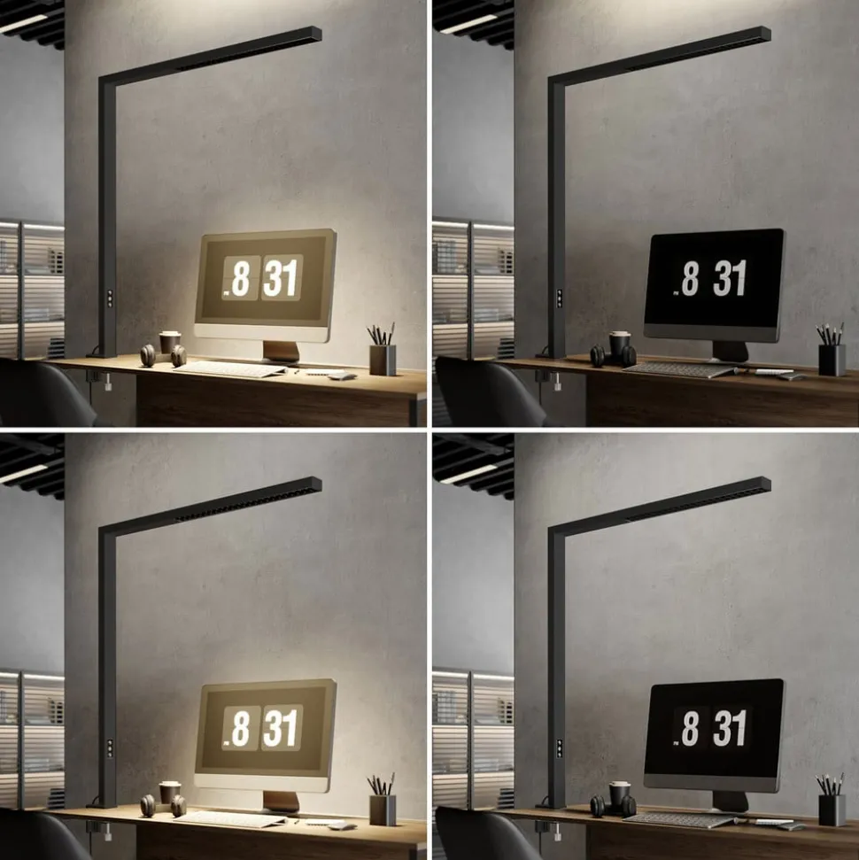 Arcchio LED-klemmelampe Jolinda, sort, aluminium, dæmpbar