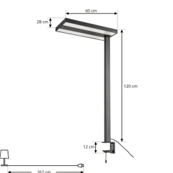 Arcchio LED-klemmelampe Logan sort, dæmpbar, sensor