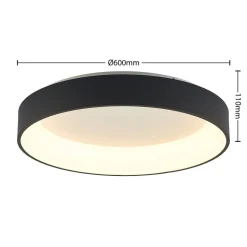 Arcchio LED-loftlampe Aleksi, Ø 60 cm, sort, metal, CCT