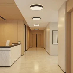 Arcchio LED-loftlampe Vanida, sort, Ø 60 cm, op/ned