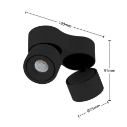 Arcchio LED-loftspot Rotari, 1960lm, 2 lyskilder, sort