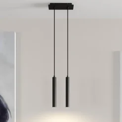 Arcchio LED-pendellampe Franka, 2 lyskilder, sort, aluminium