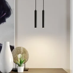 Arcchio LED-pendellampe Franka, 2 lyskilder, sort, aluminium