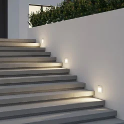 Arcchio LED-vægindbygningslampe Zamo, lamel, hvid, metal, IP65