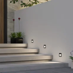 Arcchio LED-vægindbygningslampe Zamo, lamel, sort, IP65