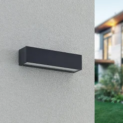 Arcchio LED-væglampe Lengo, 25 cm, 1 lyskilde, antracit, CCT