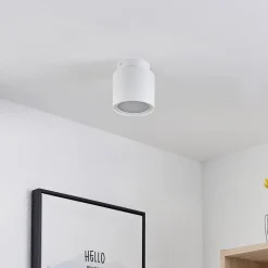 Arcchio loftlampe Walisa, Ø 10 cm, hvid, diffuser, GU10