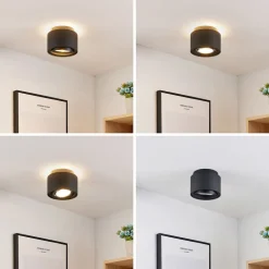 Arcchio loftlampe Walisa, Ø 15 cm, sort, metal, GU10