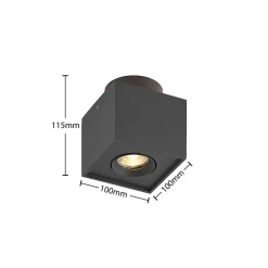 Arcchio loftlampe Walisa, 10 x 10 cm, sort, GU10