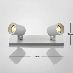 Arcchio loftspot Iavo, 30 cm, hvid, 2 lyskilder, metal