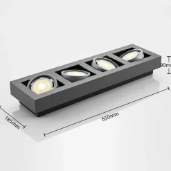 Arcchio loftspot Ronka, 65 cm, 4 lyskilder, grå, GU10
