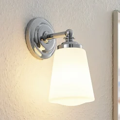 Arcchio Mahdi væglampe til badeværelset, krom, glas, 11 cm, IP44