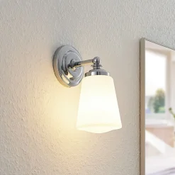 Arcchio Mahdi væglampe til badeværelset, krom, glas, 11 cm, IP44