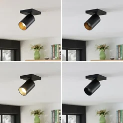 Arcchio spotlight Brinja, sort, kantet, Ø 6 cm, 1 lyskilde, GU10