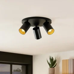 Arcchio spotlight Brinja, sort, rund, Ø 6 cm, 3 lyskilder, GU10