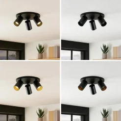 Arcchio spotlight Brinja, sort, rund, Ø 6 cm, 3 lyskilder, GU10