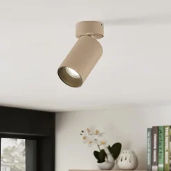 Arcchio spotlight Brinja, brun, rund, 13 cm høj, Ø 6 cm