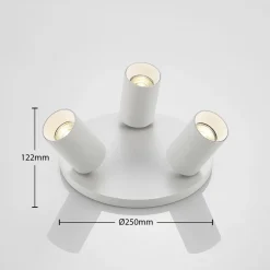 Arcchio spotlight Brinja, hvid, rund, Ø 6 cm, 3 lyskilder, GU10