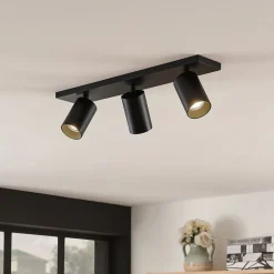 Arcchio spotlight Brinja, sort, kantet, Ø 6 cm, 3 lyskilder, GU10