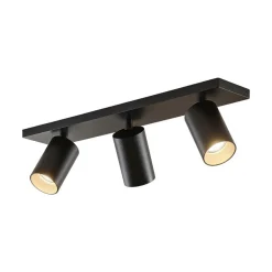 Arcchio spotlight Brinja, sort, kantet, Ø 6 cm, 3 lyskilder, GU10