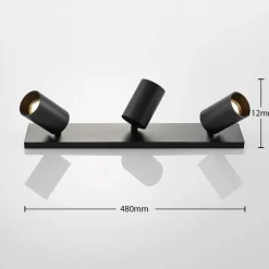 Arcchio spotlight Brinja, sort, kantet, Ø 6 cm, 3 lyskilder, GU10