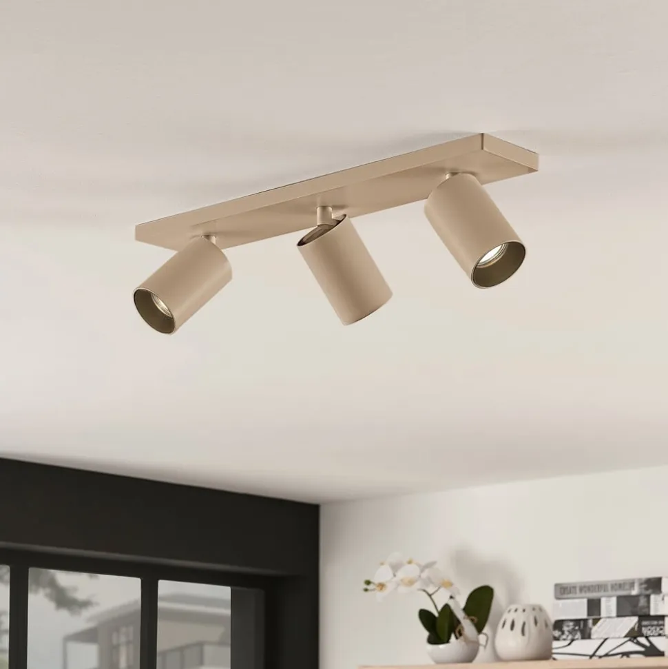 Arcchio spotlight Brinja, brun, kantet, Ø 6 cm, 3 lyskilder, GU10