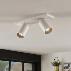 Arcchio spotlight Brinja, hvid, kantet, Ø 6 cm, 2 lyskilder, GU10