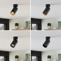 Arcchio spotlight Brinja, sort, rund, 13 cm høj, Ø 6 cm