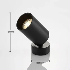 Arcchio spotlight Brinja, sort, rund, 13 cm høj, Ø 6 cm