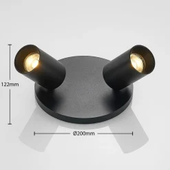 Arcchio spotlight Brinja, sort, rund, Ø 6 cm, 2 lyskilder, GU10