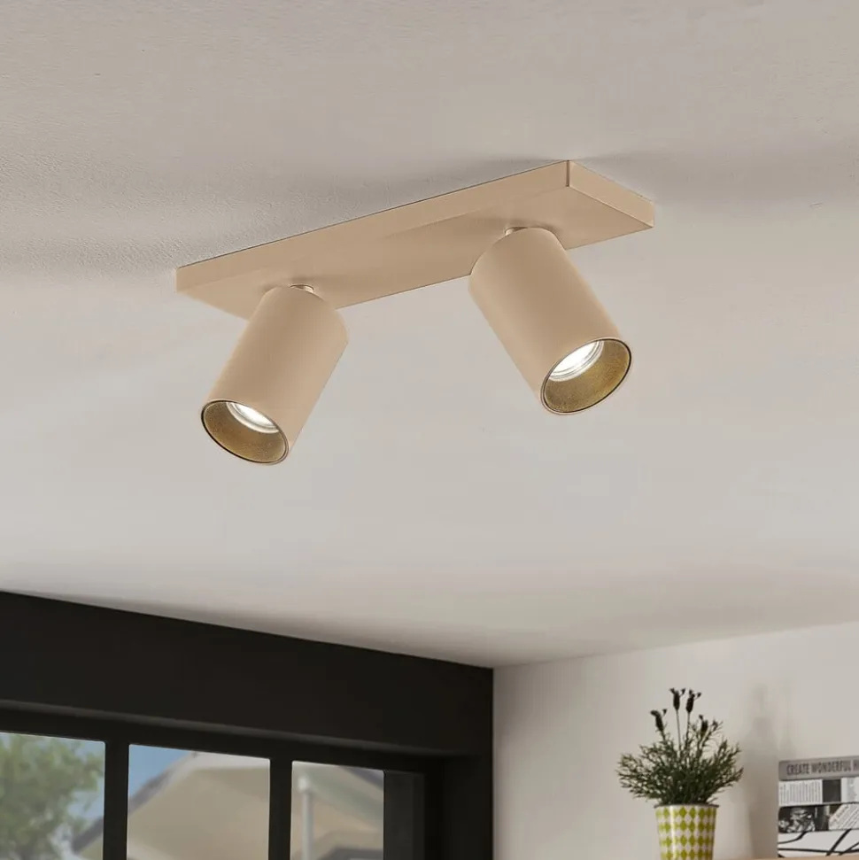 Arcchio spotlight Brinja, brun, kantet, Ø 6 cm, 2 lyskilder, GU10