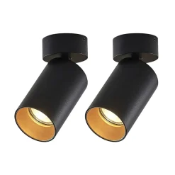 Arcchio spotlight Brinja, sæt med 2, sort, rund, Ø 6cm, GU10
