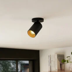 Arcchio spotlight Brinja, sort, rund, 12 cm høj, Ø 6 cm