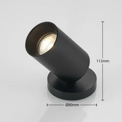 Arcchio spotlight Brinja, sort, rund, 12 cm høj, Ø 6 cm