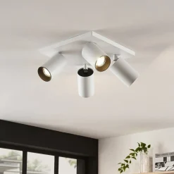 Arcchio spotlight Brinja, hvid, kantet, Ø 6 cm, 4 lyskilder, GU10