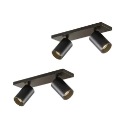 Arcchio spotlight Brinja, sæt med 2, sort, kantet, 2 lyskilder