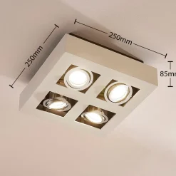 Arcchio spotlight Vince, 25 x 25 cm, 4 lyskilder, hvid/krom, GU10