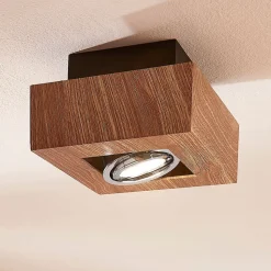 Arcchio spotlight Vince, 14 x 14 cm, træfarvet, metal, GU10