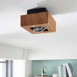 Arcchio spotlight Vince, 14 x 14 cm, træfarvet, metal, GU10