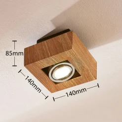 Arcchio spotlight Vince, 14 x 14 cm, træfarvet, metal, GU10