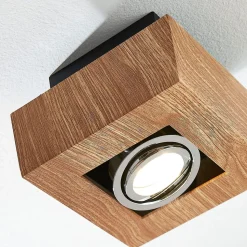 Arcchio spotlight Vince, 14 x 14 cm, træfarvet, metal, GU10