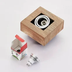 Arcchio spotlight Vince, 14 x 14 cm, træfarvet, metal, GU10