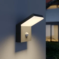 Arcchio udendørs LED-væglampe Yolena, sensor, antracit, aluminium