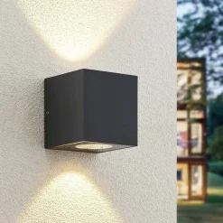 Arcchio udendørs LED-væglampe Tassnim, 12 cm, antracit, IP65