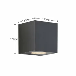 Arcchio udendørs LED-væglampe Tassnim, 12 cm, antracit, IP65